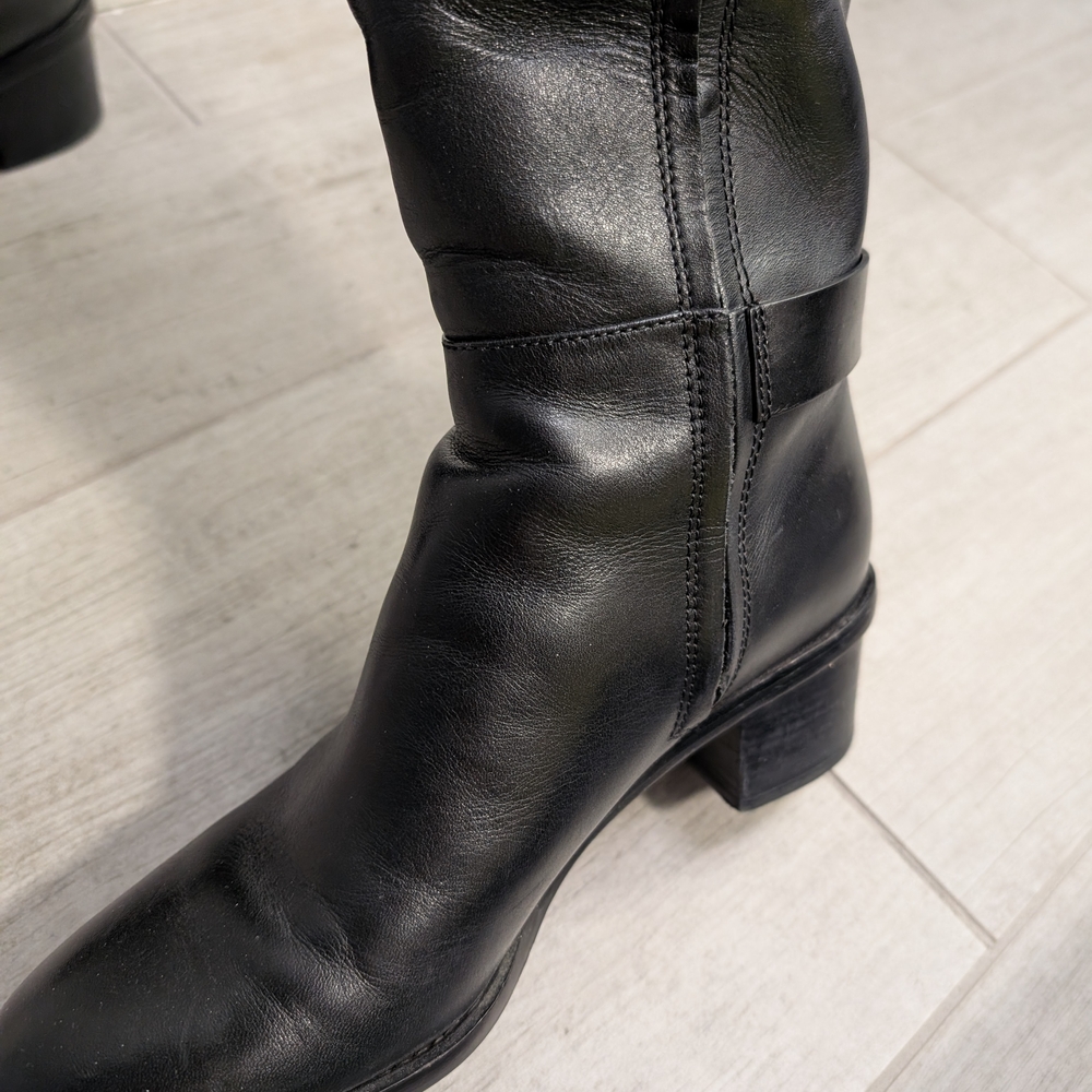 Tory Burch Black Leather Knee-High Boots - Picture 8 of 14